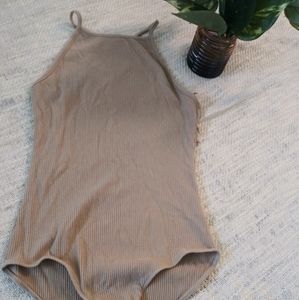 Tan high neck bodysuit size Medium